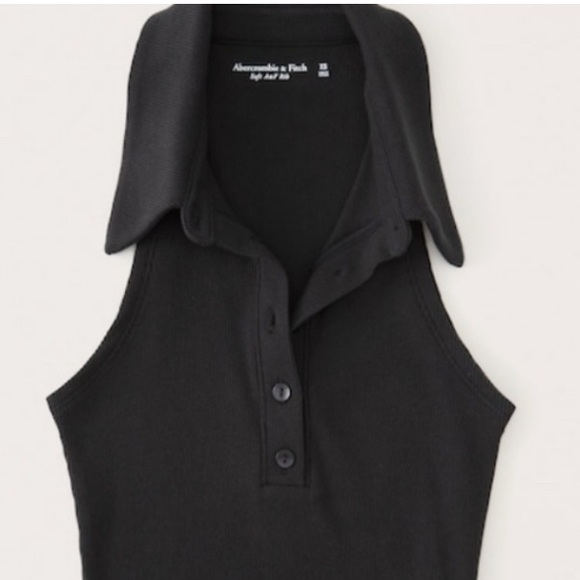 Abercrombie & Fitch Tops - A&F Cotton ribbed polo bodysuit black XS